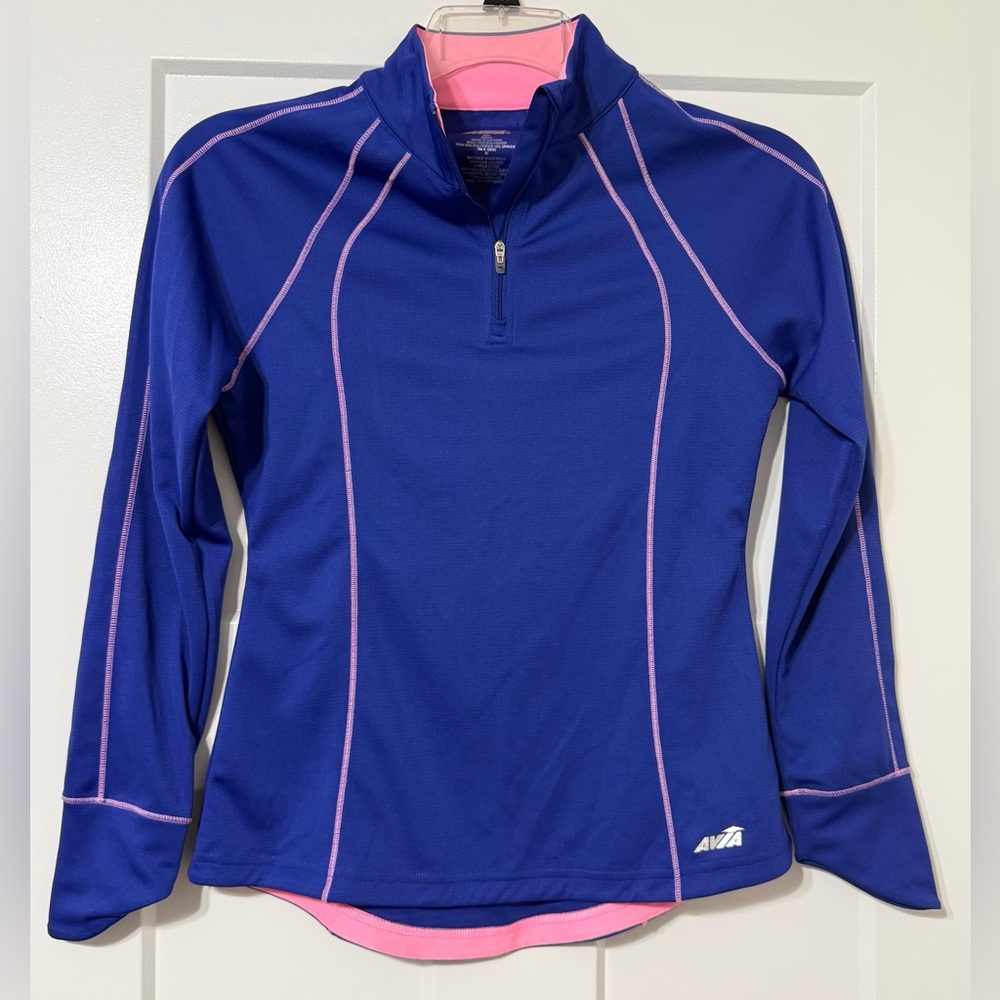 943: Avia Royal Blue Quarter-Zip Performance Pullover with Pink Accents - Small